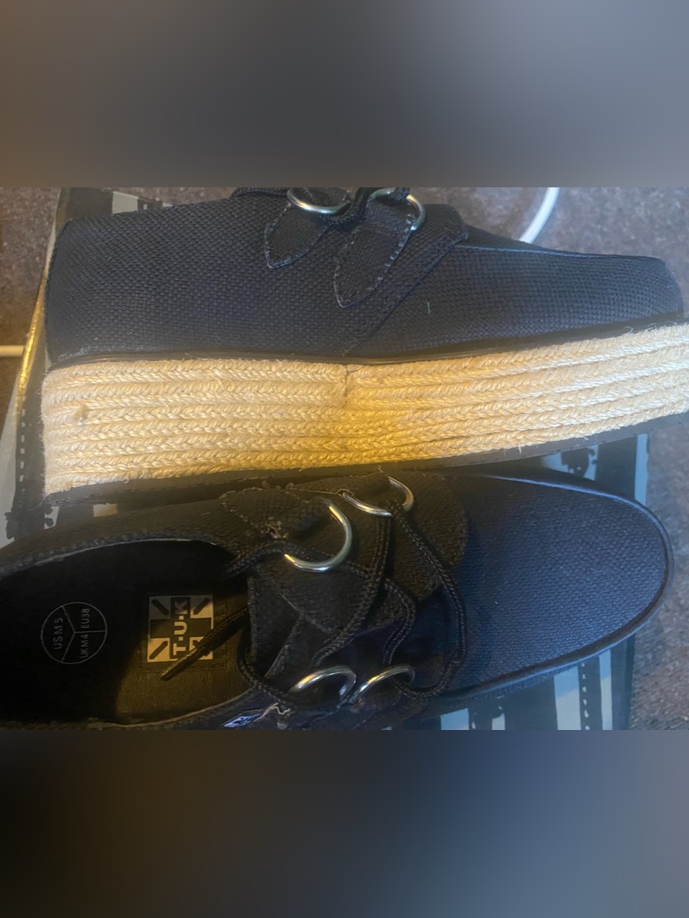 tuk Black Canvas Espadrille Platform Sneakers